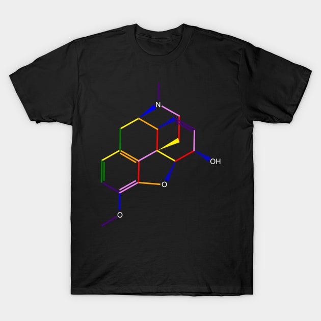 Codeine Molecule Rainbow Chemistry T-Shirt by ChemECool